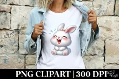 Laughing Bunny Egg Flower, Clipart |T-shirt, Mug PNG Product Image 4