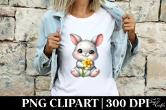 Bunny Daffodil Flower, Clipart |T-shirt, Mug PNG Product Image 3