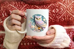 Christmas Round Cute Owl Ornament Sublimation Product Image 3