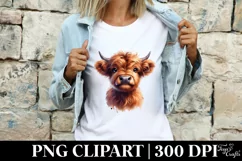 Cute Highland Cow Clipart High-Res PNG 300 DPI |T-shirt, Mug Product Image 4
