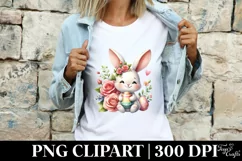 Easter Bunny Egg Flower, Clipart |T-shirt, Mug PNG Product Image 3