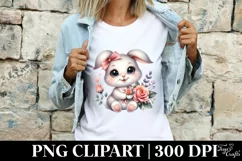 Easter Bunny Rose Flower, Clipart |T-shirt, Mug PNG Product Image 4