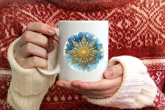 Snow Flake Christmas Round Cute Ornament Sublimation Product Image 3