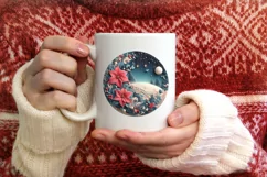 3D Berry Red Robin Pastel Christmas Round Ornament Product Image 3