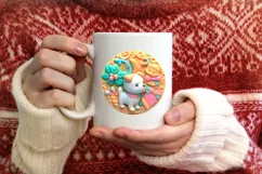 3D Dog Pastel Christmas Round Ornament Sublimation Product Image 4