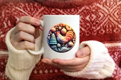 3D Rooster Pastel Christmas Round Ornament Sublimation Product Image 3