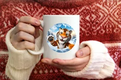 Christmas Round Cute Animal Ornament Sublimation Product Image 3
