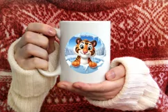 Christmas Round Cute Animal Ornament Sublimation Tiger Product Image 3