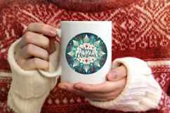 Snow Flake Christmas Round Cute Ornament Sublimation Product Image 3