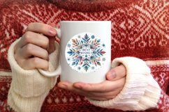 Snow Flake Christmas Round Cute Ornament Sublimation Product Image 3
