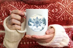 Snow Flake Christmas Round Cute Ornament Sublimation Product Image 3
