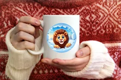 Christmas Round Cute Animal Ornament Sublimation Lion Product Image 3