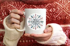 Snow Flake Christmas Round Cute Ornament Sublimation Product Image 3
