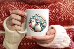 3D Pastel Christmas Round Ornament Sublimation Penguins Product Image 3