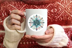 Snow Flake Christmas Round Cute Ornament Sublimation Product Image 3