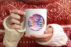 Pastel Christmas Round Ornament Sublimation Product Image 3