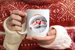 Christmas Round Ornament Sublimation Santa Face Product Image 2