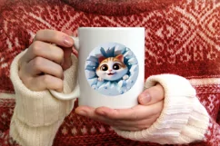 Christmas Round Cat Ornament Sublimation Ornament Product Image 2