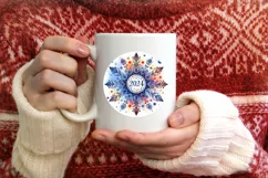 Snow Flake Christmas Round Cute Ornament Sublimation Product Image 3
