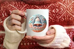 Bell and Candies Christmas Round Ornament Sublimation Product Image 3