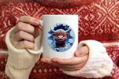 Christmas Round Highland Cow Ornament Sublimation Ornament Product Image 3