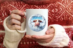 Christmas Round Cow Ornament Sublimation Ornament Product Image 3