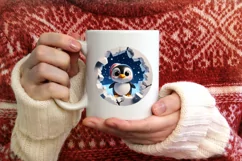 Christmas Round Penguin Ornament Sublimation Ornament Product Image 2