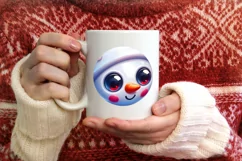 Christmas Round Ornament Sublimation Snowman Face Product Image 2