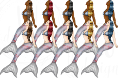 4th of July Mermaids Clipart, USA Summer Graphics, Product Image 3