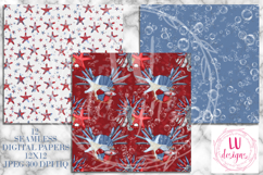4th of July Mermaids Seamless Patterns, Patriotic Background Product Image 3