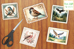Vintage Junk Journal Bird Postage Stamps Ephemera Product Image 3