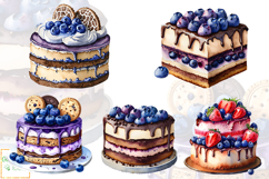 Blueberries Cakes Clipart, Blueberries Desserts Graphics Product Image 3