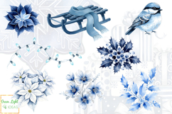 Blue Winter Christmas Clipart, Cold Christmas Graphics PNG Product Image 3