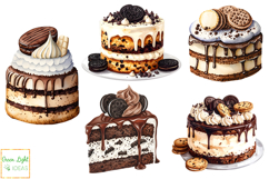 Cookies and Cream Cakes Clipart, Chocolate Desserts PNG Product Image 3