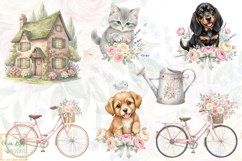 Cottage Spring Clipart, Cute Easter Graphics, Flowers PNG Product Image 3