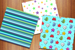 Cute Mermaids Seamless Patterns, Ocean Life Backgrounds Product Image 3