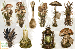 Goblincore Apothecary Clipart, Whimsical Forest PNG Bundle Product Image 3