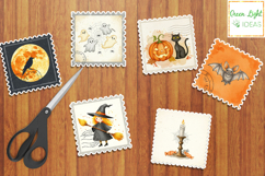 Halloween Postage Stamps Collage Sheet, Spooky Junk Journal Product Image 3