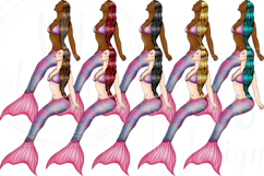 Mermaids Clipart, Summer Graphics, Sea Life Illustrations Product Image 3