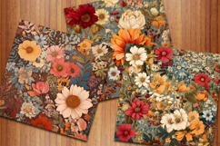 Vintage Cottage Fall Flowers Digital Papers, Floral Papers Product Image 3