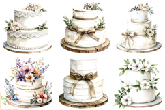 White Wedding Cakes Clipart, Watercolor Wedding Graphics PNG Product Image 3