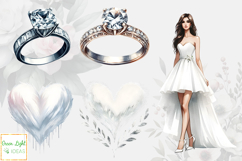 Watercolor Wedding Clipart, Romantic Bridal Couples PNG Product Image 3