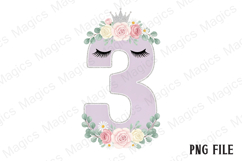 3rd Birthday Girl Unicorn Number Clipart Product Image 1