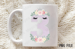 3rd Birthday Girl Unicorn Number Clipart Product Image 3