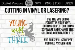 Instructions for using third birthday dirt bike quote svg and dxf files in cricut, silhouette, vinyl cutting, or laser machines for projects.