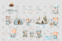 Woodland Fishing Baby Clipart Product Image 4
