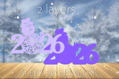 2026 New Year svg, Layered winter decoration laser cut Product Image 2