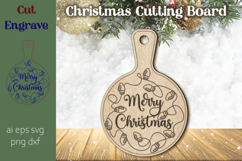 Merry Christmas cutting board, Wooden laser engraving Product Image 1