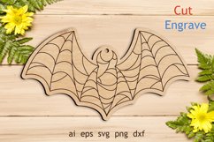 Halloween bat laser engraving, Coloring Halloween laser cut Product Image 1