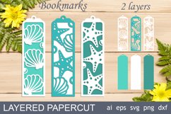 Bookmark with seashell svg, Summer layered papercut bookmark Product Image 1